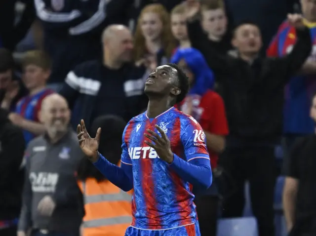 Crystal Palace's Eddie Nketiah celebrates scoring their second goal