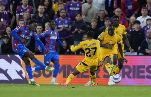 Crystal Palace's Eddie Nketiah scores their side's first goal of the game