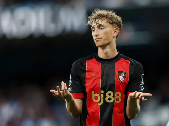 AFC Bournemouth's Dean Huijsen reacts