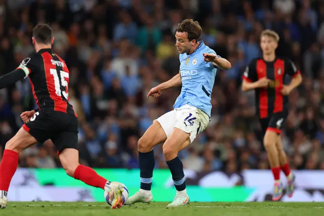 Nico Gonzalez of Manchester City scores the third goal