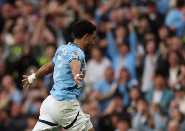 Manchester City's Omar Marmoush celebrates