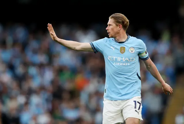 Manchester City's Kevin De Bruyne reacts