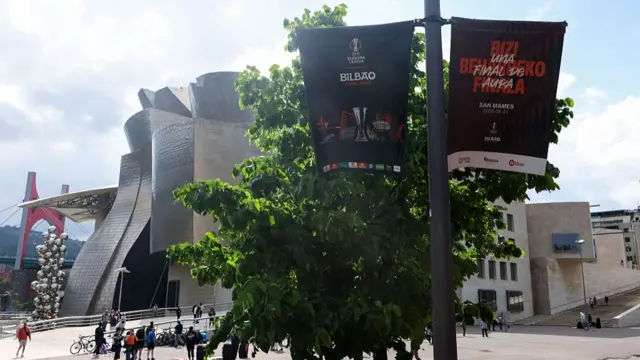 Outside the San Mames Stadium