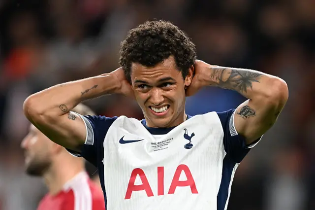 Brennan Johnson of Tottenham Hotspur reacts