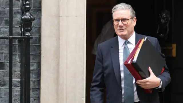 Prime Minister Keir Starmer leaves for Prime Minister's Questions from Downing Street
