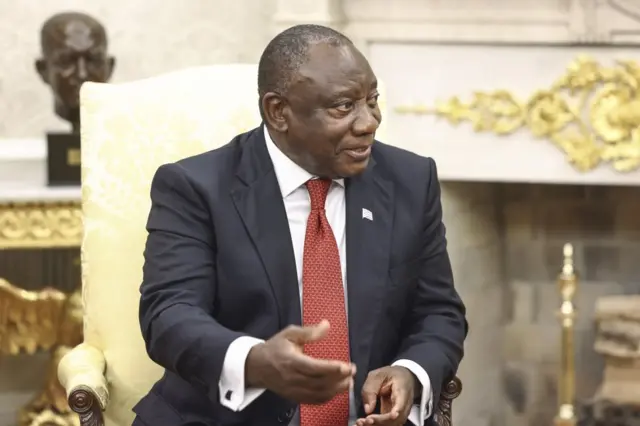 Ramaphosa speaking in the White House