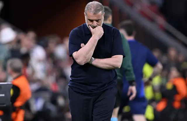 Tottenham Hotspur's head coach, Ange Postecoglou gestures