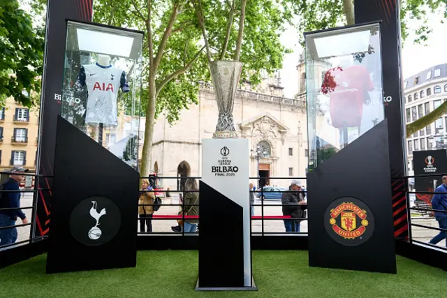 The UEFA Europa League trophy is displayed
