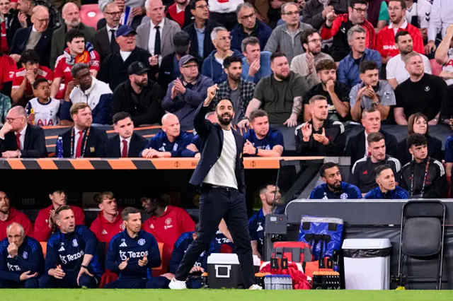 Manchester United Head Coach Ruben Amorim gestures