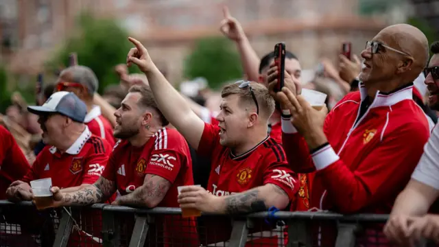 Supporters at the Manchester United fans park