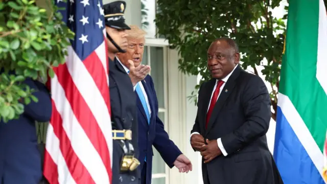 Donald Trump and Cyril Ramaphosa outside the White House