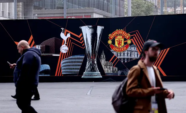 General view outside the stadium of signage