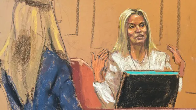Assistant U.S. Attorney Mitzi Steiner questions Dawn Hughes, a psychologist, at Sean "Diddy" Combs' sex trafficking trial in New York City