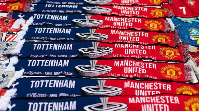 Tottenham and Manchester United half and half scarves