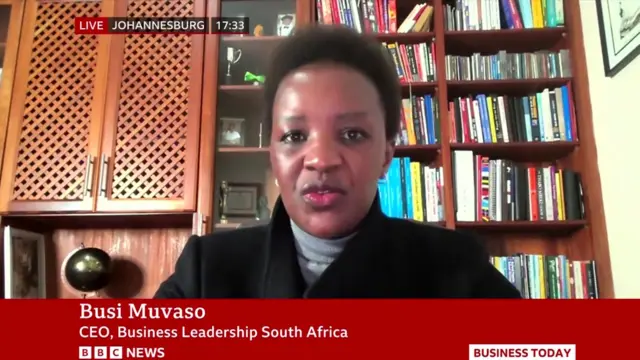 A still of Muvaso speaking to the BBC News Channel