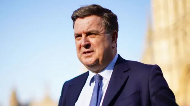 Shadow chancellor of the Exchequer Mel Stride, reacts in Westminster