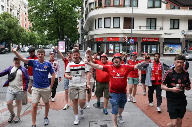 Manchester United supporters in Bilbao
