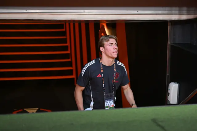Rasmus Hojlund of Manchester United, during a stadium walk