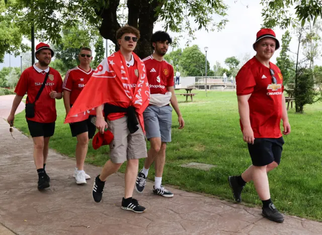 Manchester United fans before the big match