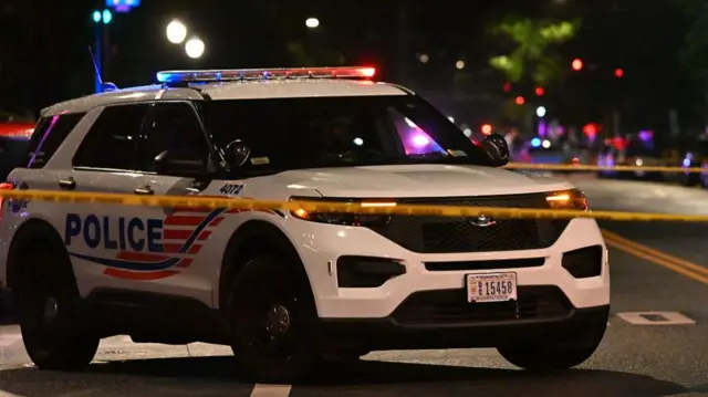 FBI agents work at the crime scene where two Israeli Embassy Staff Members were killed as they were outside an event at the Capital Jewish Museum in Washington DC, United States on Wednesday, May 21, 2025.