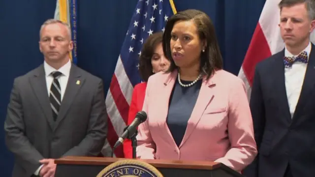 DC Mayor Muriel Bowser speaks at the lectern