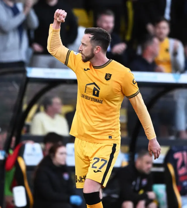 Danny Wilson celebrates his goal for Livingston