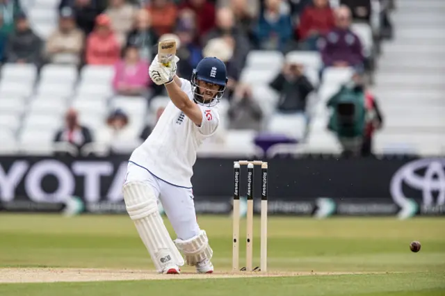 Ben Duckett of England drives