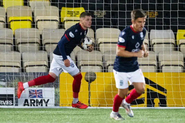 Ronan Hale gathers the ball after converting a late spot-kick