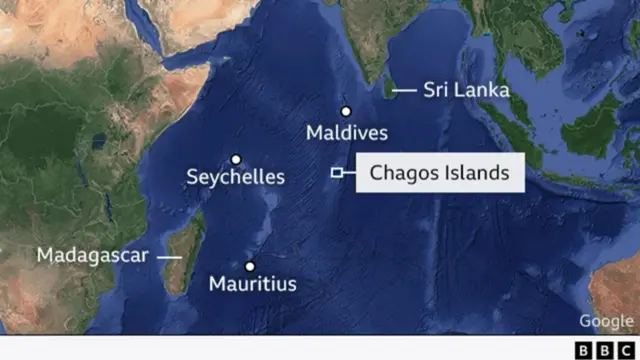 Map showing location of Chagos Islands