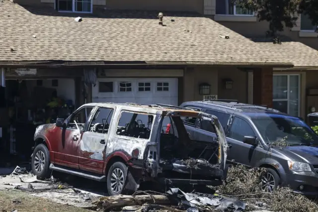 A truck with its boot blown off