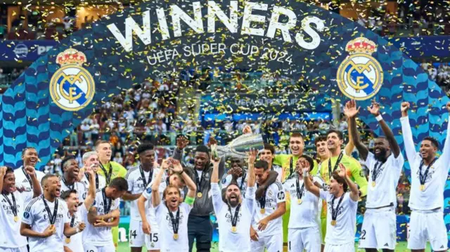 Real Madrid lift the 2024 Uefa Super Cup