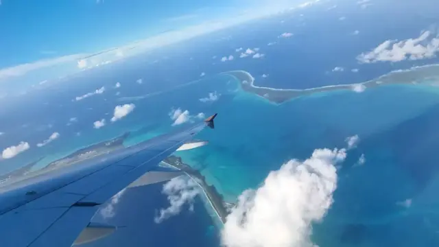 A glimpse of Diego Garcia from the plane window
