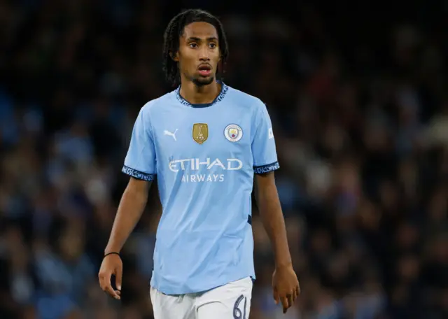 Kaden Braithwaite of Manchester City on the pitch during the Carabao Cup Third Round match between Manchester City and Watford at Etihad Stadium
