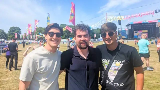 Three men in the park at Big Weekend
