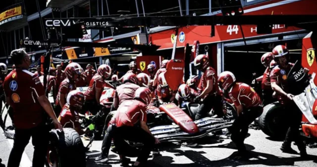 Ferrari practise a pit stop