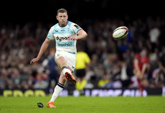 Bath's Finn Russell kicks a conversion