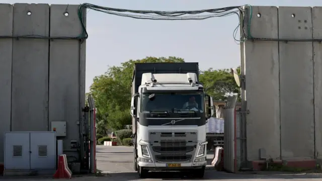 A truck loaded with aid