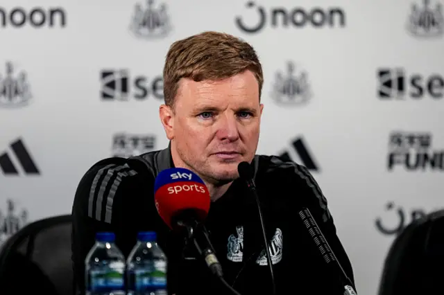 Newcastle United FC head coach Eddie Howe attends a press conference