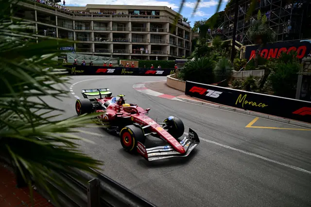 Lewis Hamilton's Ferrari goes around the hairpin in Monaco