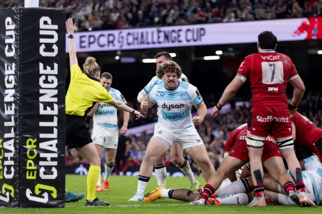 Alfie Barbeary of Bath celebrates