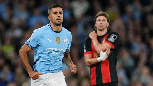 Rodri comes on for Manchester City against Bournemouth