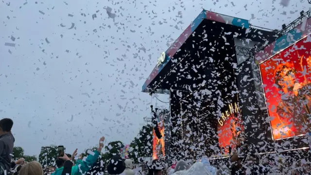 Confetti fills the air as Tom Grennan performs