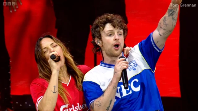 The Spice Girls' Mel C joined Tom Grennan on the main stage