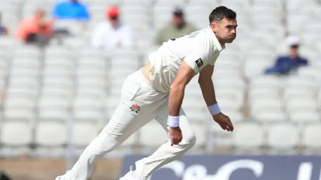 Jimmy Anderson bowling against Derbyshire last week