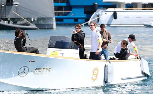 Kimi Antonelli arrives by boat