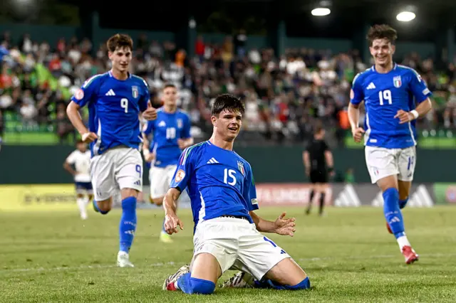 Cristiano De Paoli of Italy celebrates after scoring their sides second goal