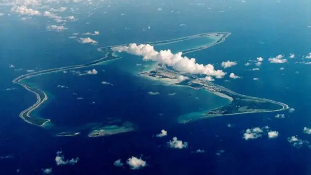 Chagos Islands, aeriel shot of Diego Garcia.