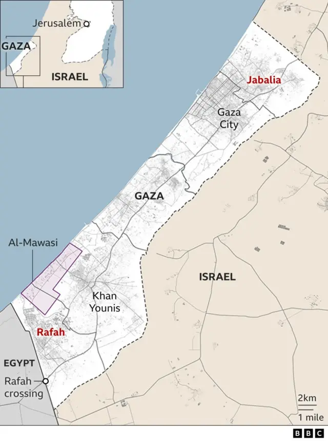 A map showing the location of al-Mawasi
