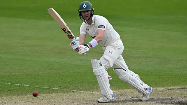Jake Libby turns the ball through mid-wicket during a game