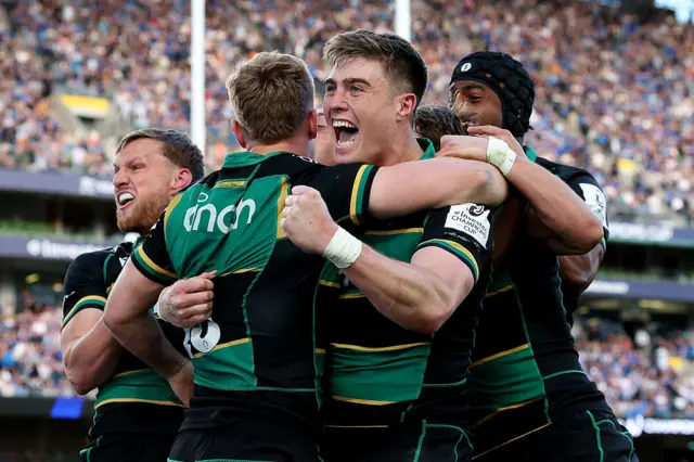 Northampton Saints players celebrate